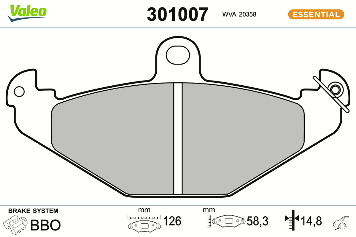 Jeu de 4 plaquettes de frein VALEO ref. 301007